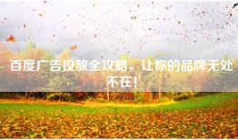 百度广告投放全攻略，让你的品牌无处不在！