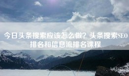 今日头条搜索应该怎么做？头条搜索SEO排名和信息流排名课程