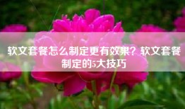 软文套餐怎么制定更有效果？软文套餐制定的5大技巧