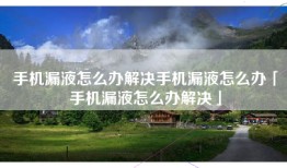 手机漏液怎么办解决手机漏液怎么办「手机漏液怎么办解决」