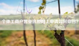 个体工商户营业执照网上申请如何撤回？