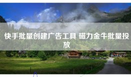 快手批量创建广告工具 磁力金牛批量投放