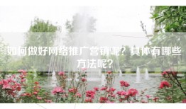 如何做好网络推广营销呢？具体有哪些方法呢？