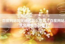 百度网站优化排名怎么设置（百度网站优化排名怎么看）