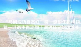 “马到成功自然红”猜一谜语生肖动物,猜一谜语生肖动物｜词语释义解释落实