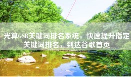 光算GSR关键词排名系统，快速提升指定关键词排名，到达谷歌首页