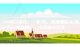 2024风口项目：一单7块，佣金高达70%的短剧推广，全网最细流程
