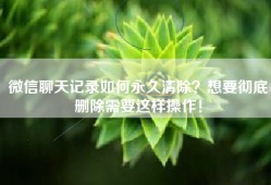 微信聊天记录如何永久清除？想要彻底删除需要这样操作！