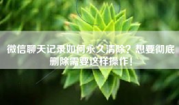 微信聊天记录如何永久清除？想要彻底删除需要这样操作！