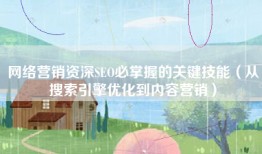 网络营销资深SEO必掌握的关键技能（从搜索引擎优化到内容营销）