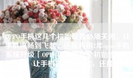 OPPO手机这几个初始设置必须关闭，让手机流畅到飞起，还能再用2年oppo手机系统升级「OPPO手机这几个初始设置必须关闭，让手机流畅到飞起，还能再用2年」