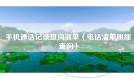 手机通话记录查询清单（电话清单明细查询）