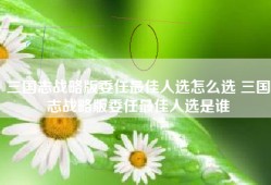 三国志战略版委任最佳人选怎么选 三国志战略版委任最佳人选是谁