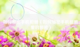 如何加密手机相册（如何加密手机相册里的照片）