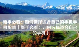 新手必看：如何选择适合自己的手机手机配置「新手必看：如何选择适合自己的手机」