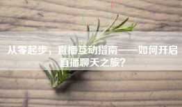 从零起步，直播互动指南——如何开启直播聊天之旅？