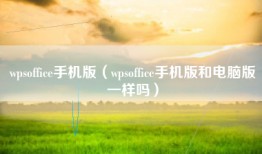 wpsoffice手机版（wpsoffice手机版和电脑版一样吗）