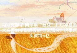 马斯克怒了 向苹果“宣战”！对冲基金大规模做空能源板块 什么情况？这家巨头被罚20亿