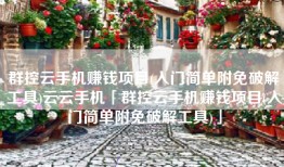 群控云手机赚钱项目(入门简单附免破解工具)云云手机「群控云手机赚钱项目(入门简单附免破解工具)」