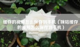 缓存的视频怎么保存到手机（咪咕缓存的视频怎么保存到手机）