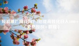 短剧推广赚钱吗？2招提高转化日入1000+（免费授权+教程）