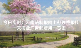 今日实时：云南法制报网上办理登报挂失报业广告部费用一览表