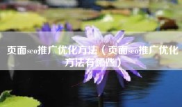 页面seo推广优化方法（页面seo推广优化方法有哪些）
