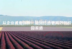 从企业视角剖析：如何打造更高效的校园渠道