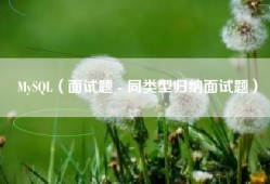 MySQL（面试题 - 同类型归纳面试题）