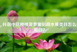 抖音小店樱桃菠萝蜜招商水果类目怎么报白？