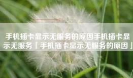 手机插卡显示无服务的原因手机插卡显示无服务「手机插卡显示无服务的原因」