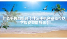 什么手机浏览器（什么手机浏览器可以下载视频播放器）