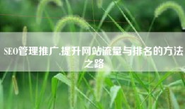 SEO管理推广,提升网站流量与排名的方法之路