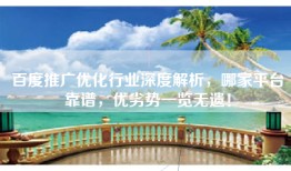 百度推广优化行业深度解析，哪家平台靠谱，优劣势一览无遗！