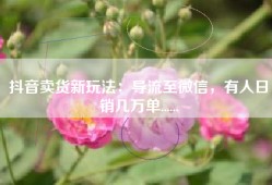 抖音卖货新玩法：导流至微信，有人日销几万单......