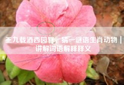 三九载酒西园罪，猜一谜语生肖动物｜讲解词语解释释义