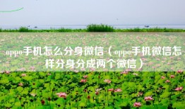 oppo手机怎么分身微信（oppo手机微信怎样分身分成两个微信）