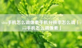 vivo手机怎么调像素手机分辨率怎么调「vivo手机怎么调像素」