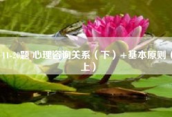 11-20题 心理咨询关系（下）+基本原则（上）