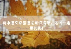 初中语文必备语法知识清单，考试一定用的到！