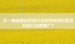五一期间酒店民宿行业如何利用百度百科进行品牌推广？