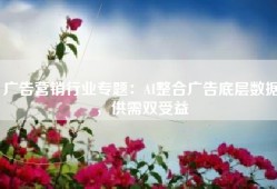 广告营销行业专题：AI整合广告底层数据，供需双受益