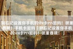 别忘记设置你手机的SIM卡PIN密码！很重要哦！手机卡密码「别忘记设置你手机的SIM卡PIN密码！很重要哦！」