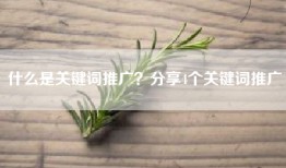 什么是关键词推广？分享4个关键词推广