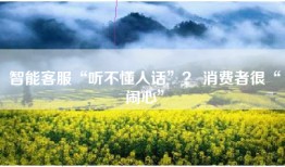 智能客服“听不懂人话”？ 消费者很“闹心”