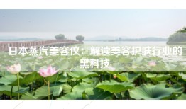 日本蒸汽美容仪：解读美容护肤行业的黑科技