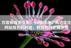 百度蜘蛛池引流：SEO蜘蛛池，高效优化网站排名的利器，教你如何正确使用