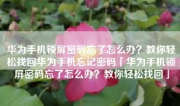 华为手机锁屏密码忘了怎么办？教你轻松找回华为手机忘记密码「华为手机锁屏密码忘了怎么办？教你轻松找回」