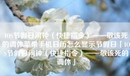 IOS节假日闹钟（快捷指令）——敬该死的调休苹果手机日历怎么显示节假日「IOS节假日闹钟（快捷指令）——敬该死的调休」