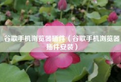 谷歌手机浏览器插件（谷歌手机浏览器插件安装）